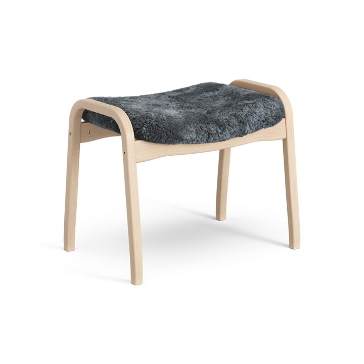 Lamino fotpall lackad bok/fårskinn, Charcoal (mörkgrå) Swedese