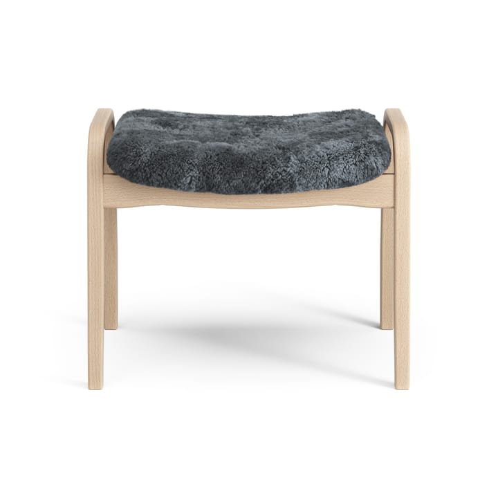 Lamino fotpall lackad bok/fårskinn, Charcoal (mörkgrå) Swedese