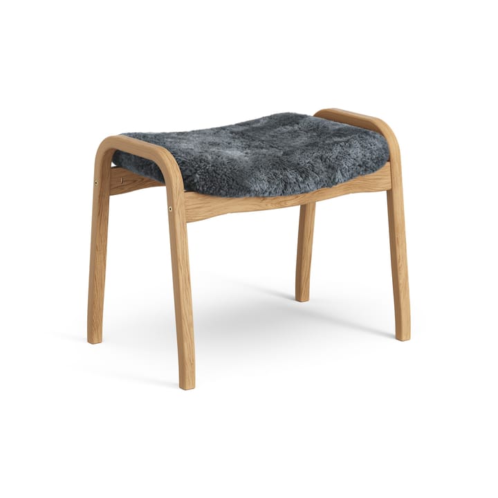 Lamino fotpall oljad ek/fårskinn, Charcoal (mörkgrå) Swedese