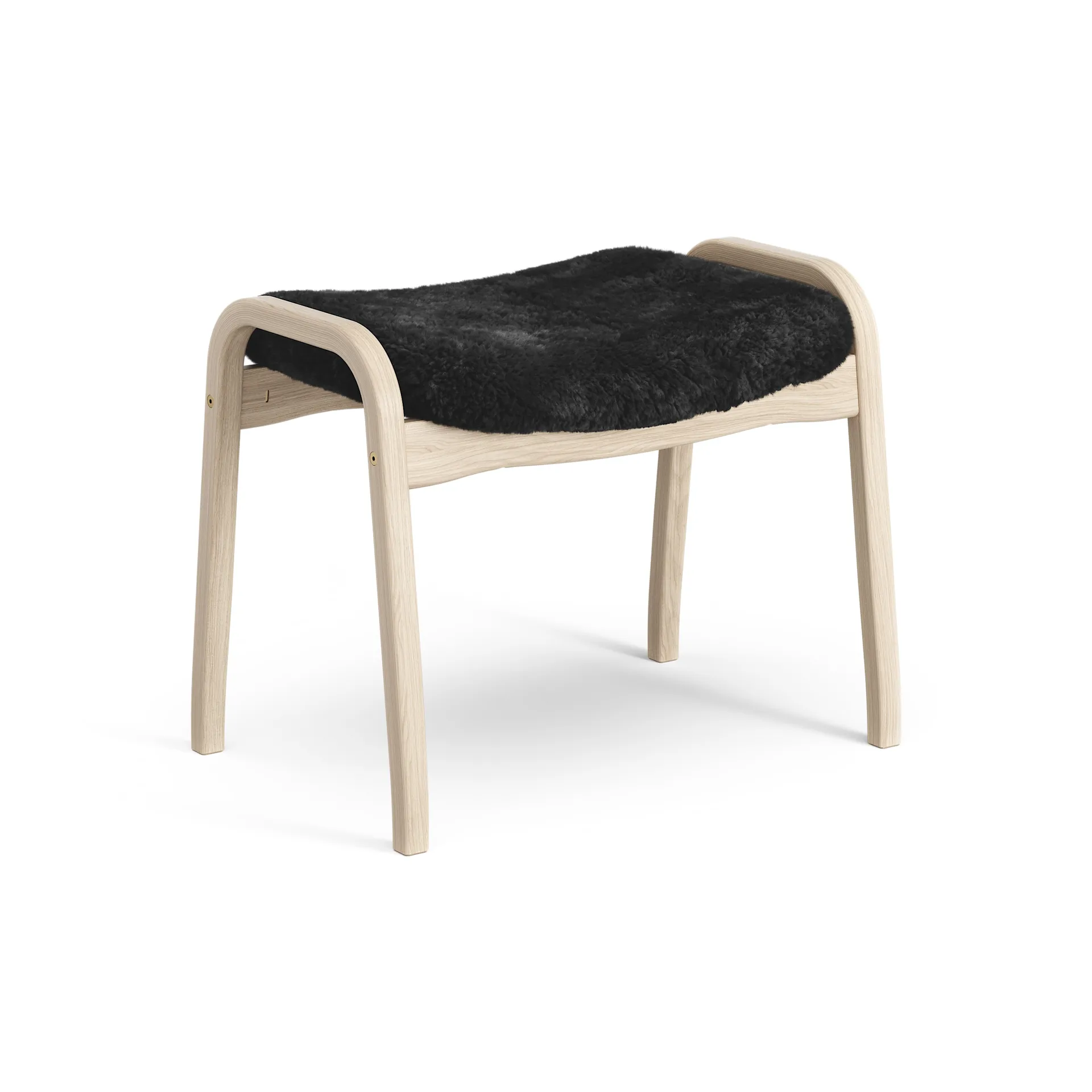 Lamino fotpall vitpigmenterad ek/fårskinn, Black (svart) Swedese