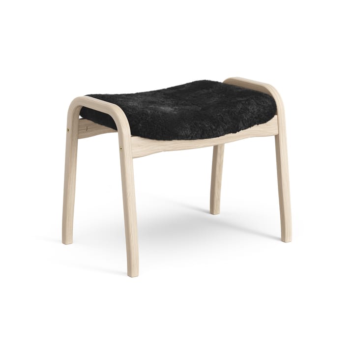 Lamino fotpall vitpigmenterad ek/fårskinn, Black (svart) Swedese