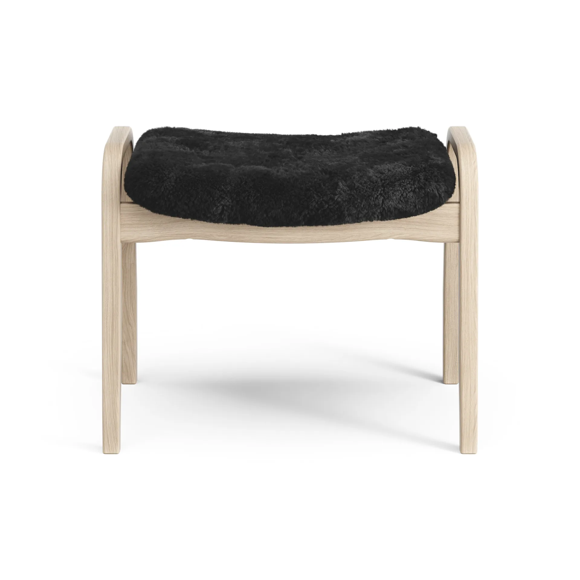 Lamino fotpall vitpigmenterad ek/fårskinn, Black (svart) Swedese