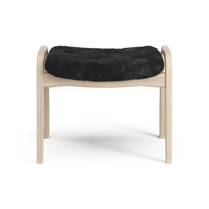 Lamino fotpall vitpigmenterad ek/fårskinn, Black (svart) Swedese
