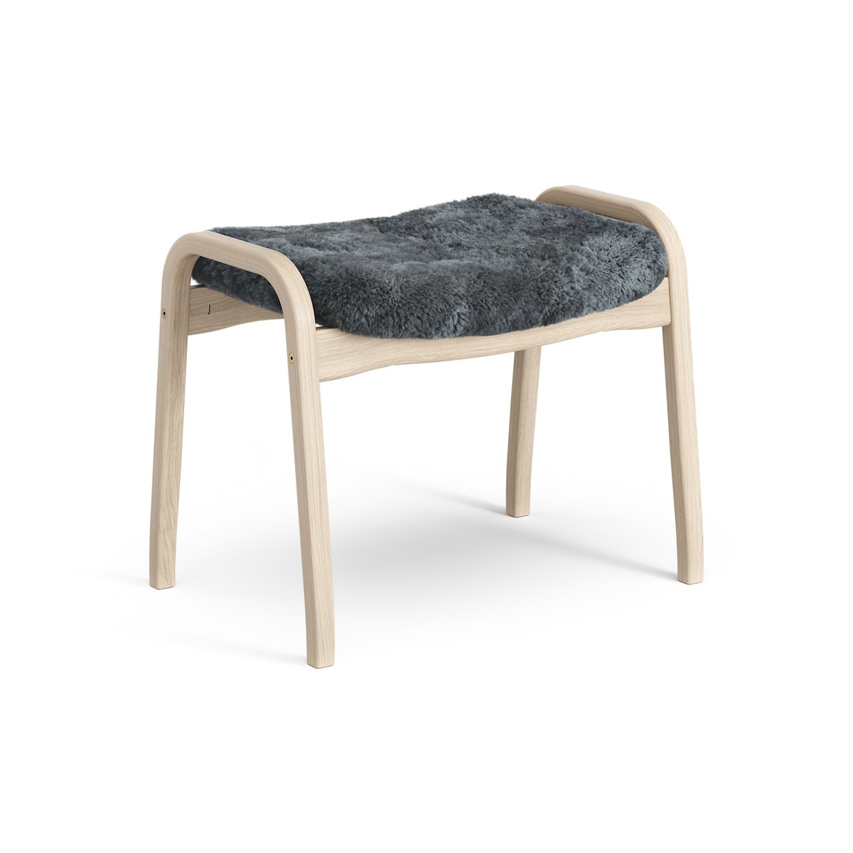 Swedese Lamino fotpall vitpigmenterad ek/fårskinn Charcoal (mörkgrå)