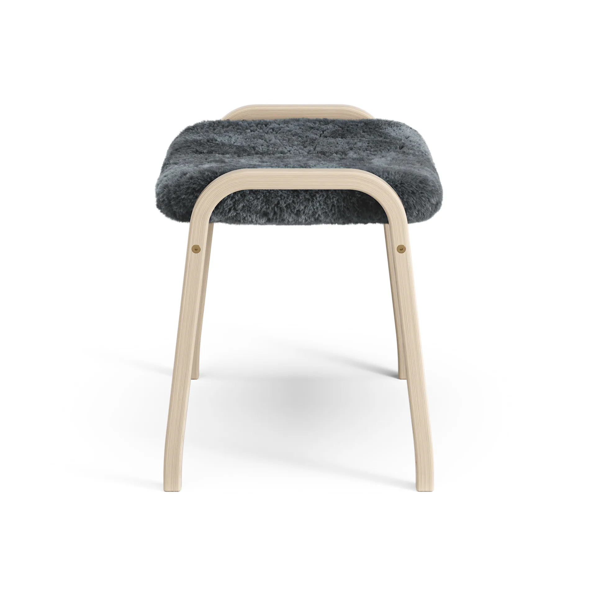 Lamino fotpall vitpigmenterad ek/fårskinn, Charcoal (mörkgrå) Swedese