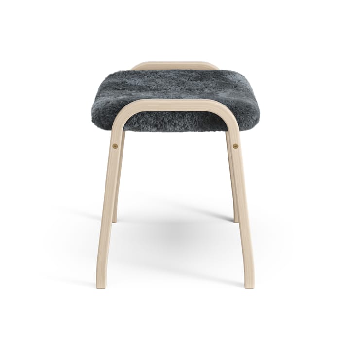 Lamino fotpall vitpigmenterad ek/fårskinn, Charcoal (mörkgrå) Swedese