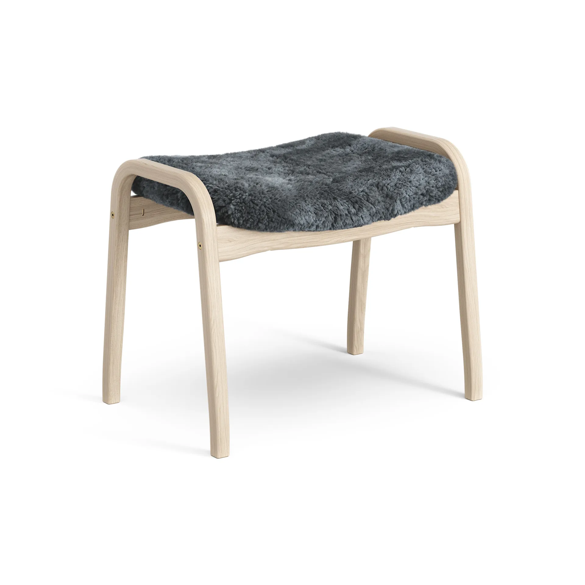 Lamino fotpall vitpigmenterad ek/fårskinn, Charcoal (mörkgrå) Swedese