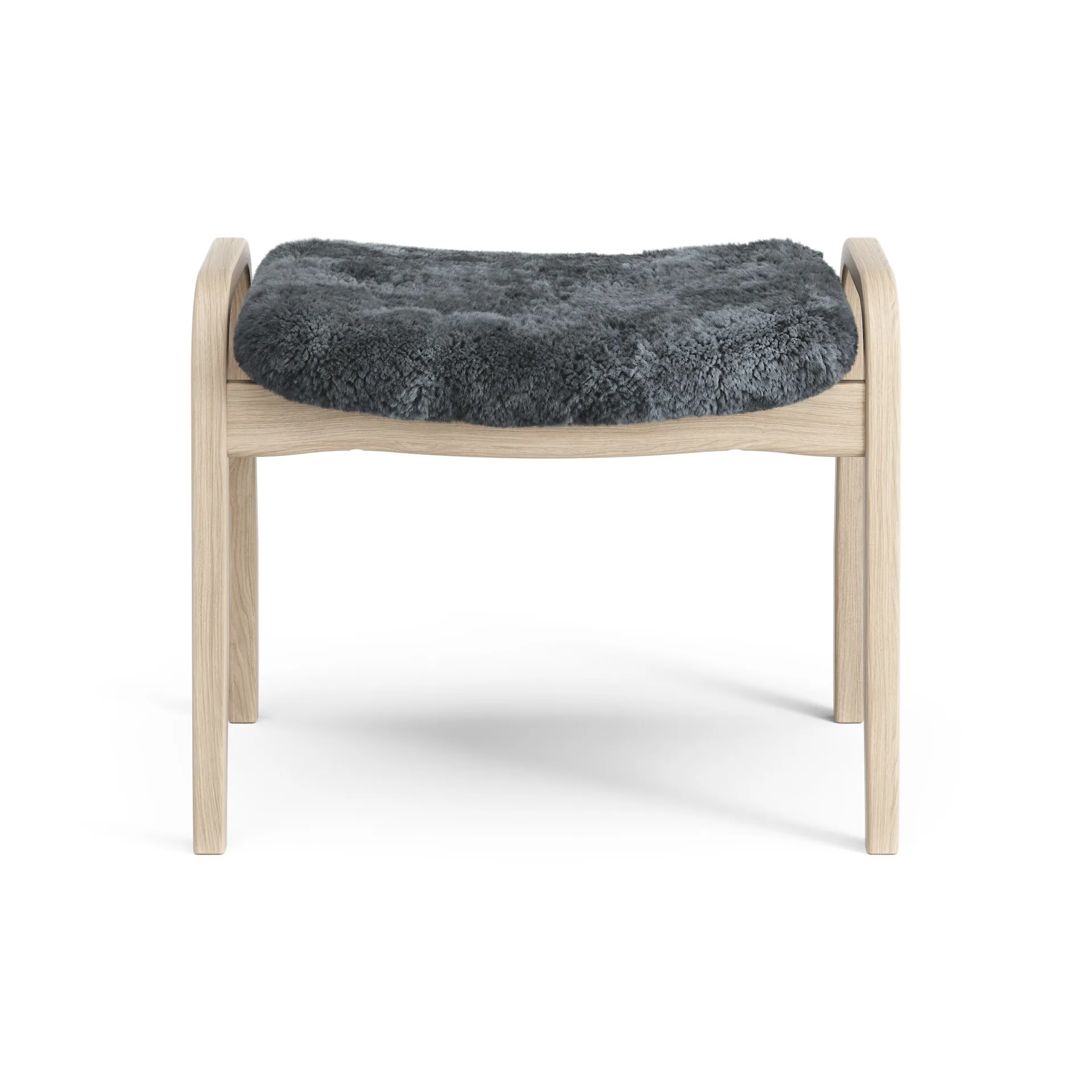 Lamino fotpall vitpigmenterad ek/fårskinn, Charcoal (mörkgrå) Swedese