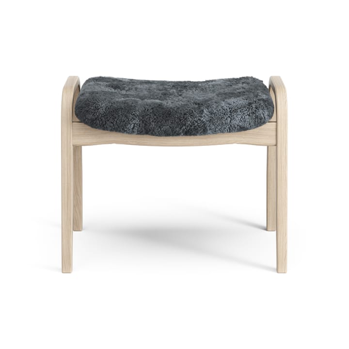 Lamino fotpall vitpigmenterad ek/fårskinn, Charcoal (mörkgrå) Swedese