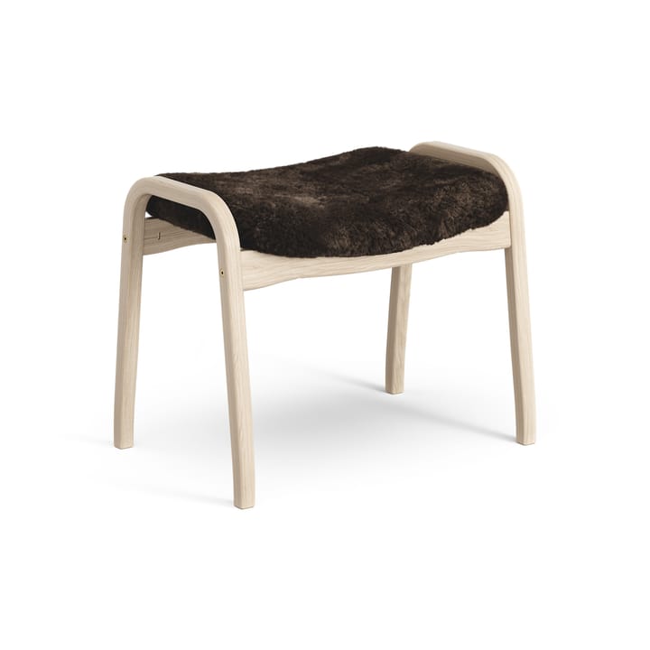 Lamino fotpall vitpigmenterad ek/fårskinn, Espresso (brun) Swedese