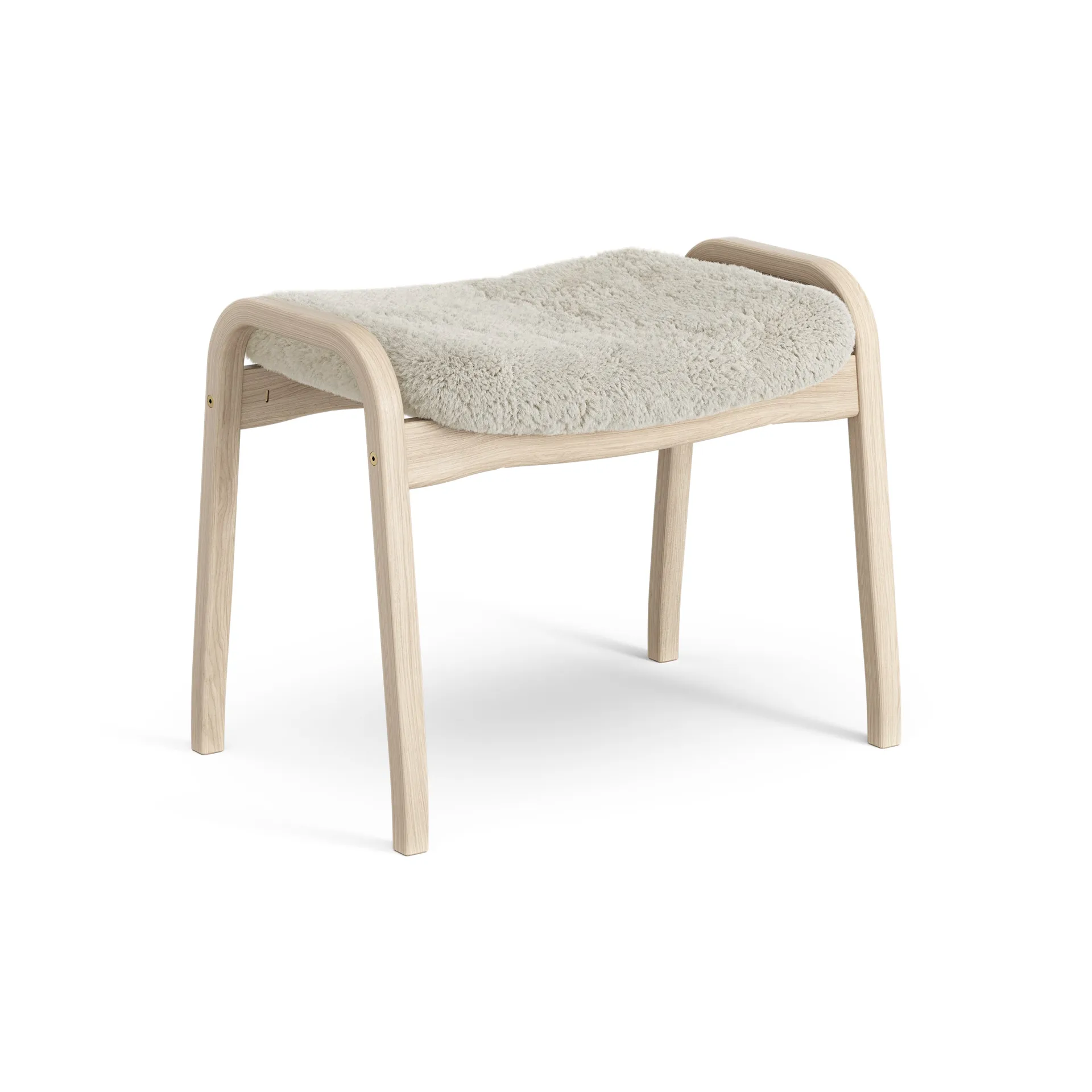 Lamino fotpall vitpigmenterad ek/fårskinn, Moonlight (beige) Swedese