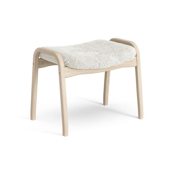 Lamino fotpall vitpigmenterad ek/fårskinn, Offwhite (vit) Swedese