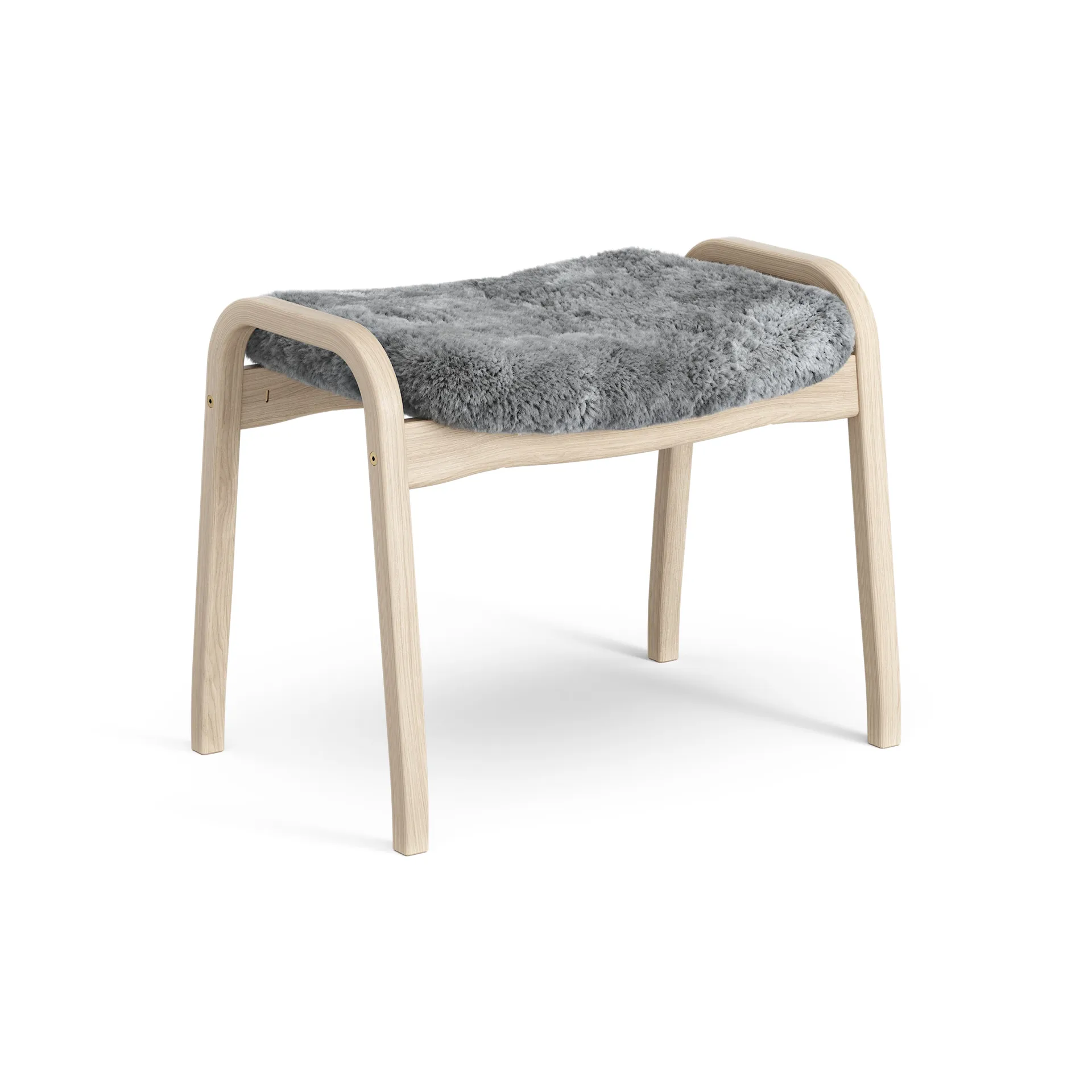 Lamino fotpall vitpigmenterad ek/fårskinn, Scandinavian Grey (grå) Swedese