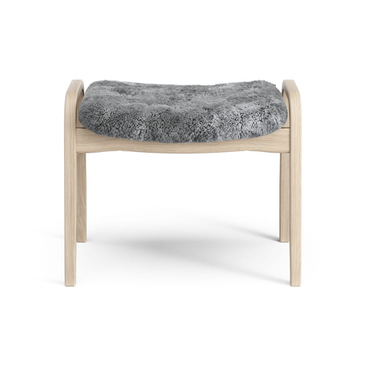 Lamino fotpall vitpigmenterad ek/fårskinn, Scandinavian Grey (grå) Swedese