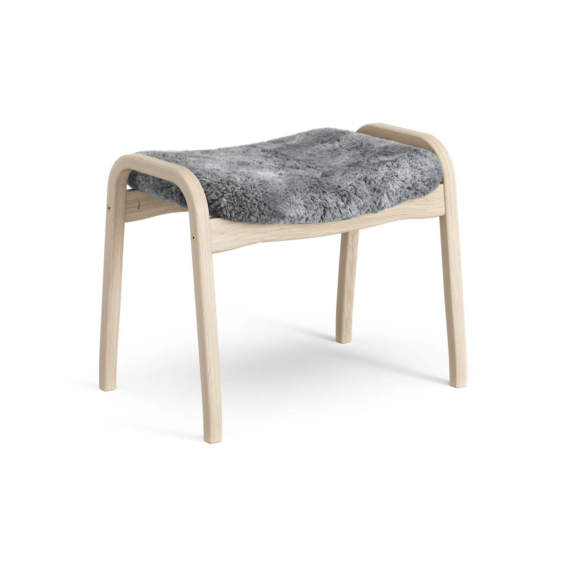 Lamino fotpall vitpigmenterad ek/fårskinn, Scandinavian Grey (grå) Swedese
