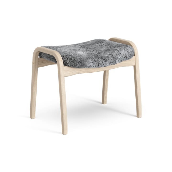 Lamino fotpall vitpigmenterad ek/fårskinn, Scandinavian Grey (grå) Swedese