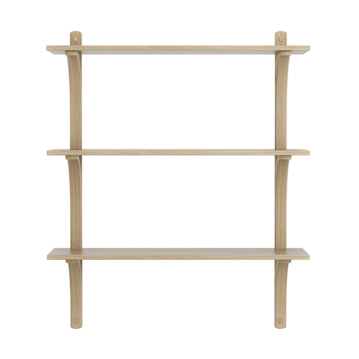 Levi hylla 3 hyllplan, Naturlackerad ask-mässing, 90 cm Swedese