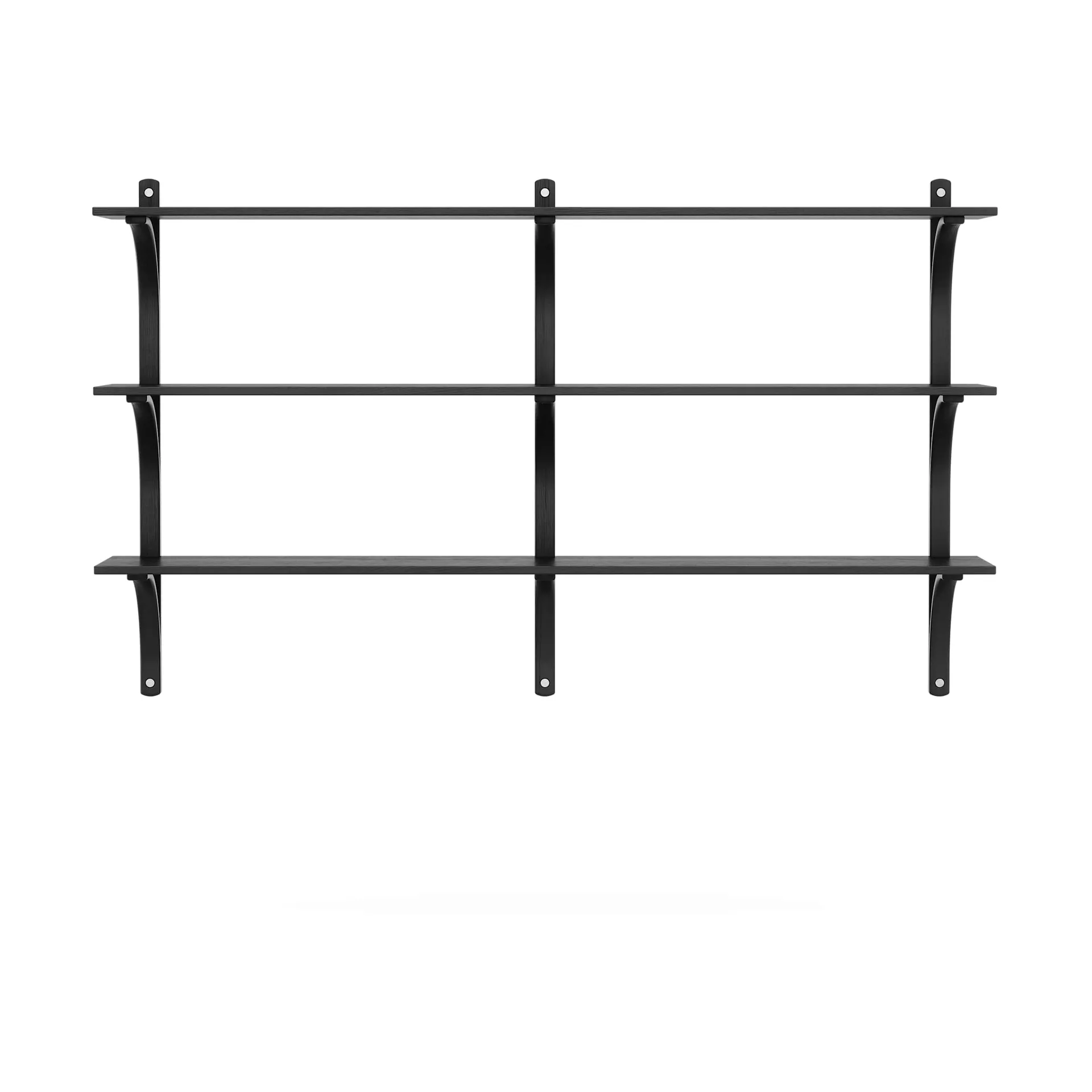 Levi hylla 3 hyllplan, Svartlaserad ask-aluminium, 180 cm Swedese