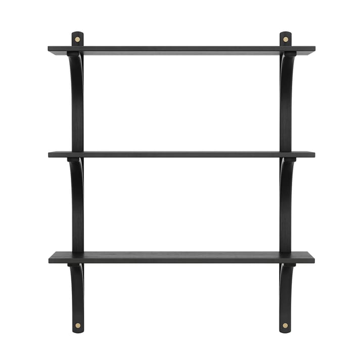 Levi hylla 3 hyllplan, Svartlaserad ask-mässing, 90 cm Swedese