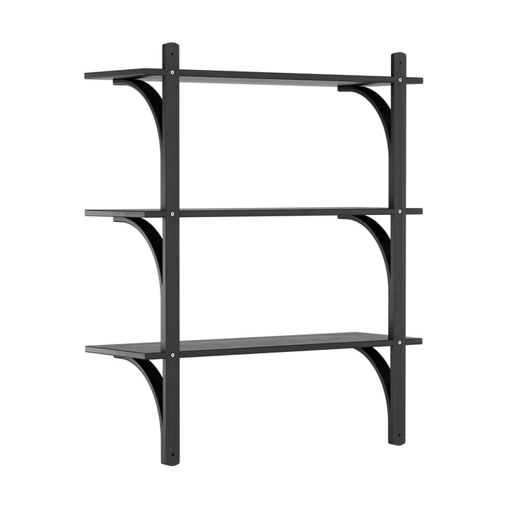 Levi hylla 3 hyllplan, Svartlaserad ask-mässing, 90 cm Swedese