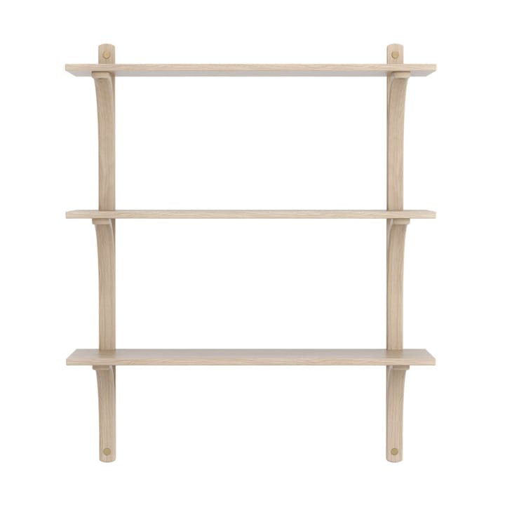 Levi hylla 3 hyllplan, Vitpigmenterad ek-mässing, 90 cm Swedese