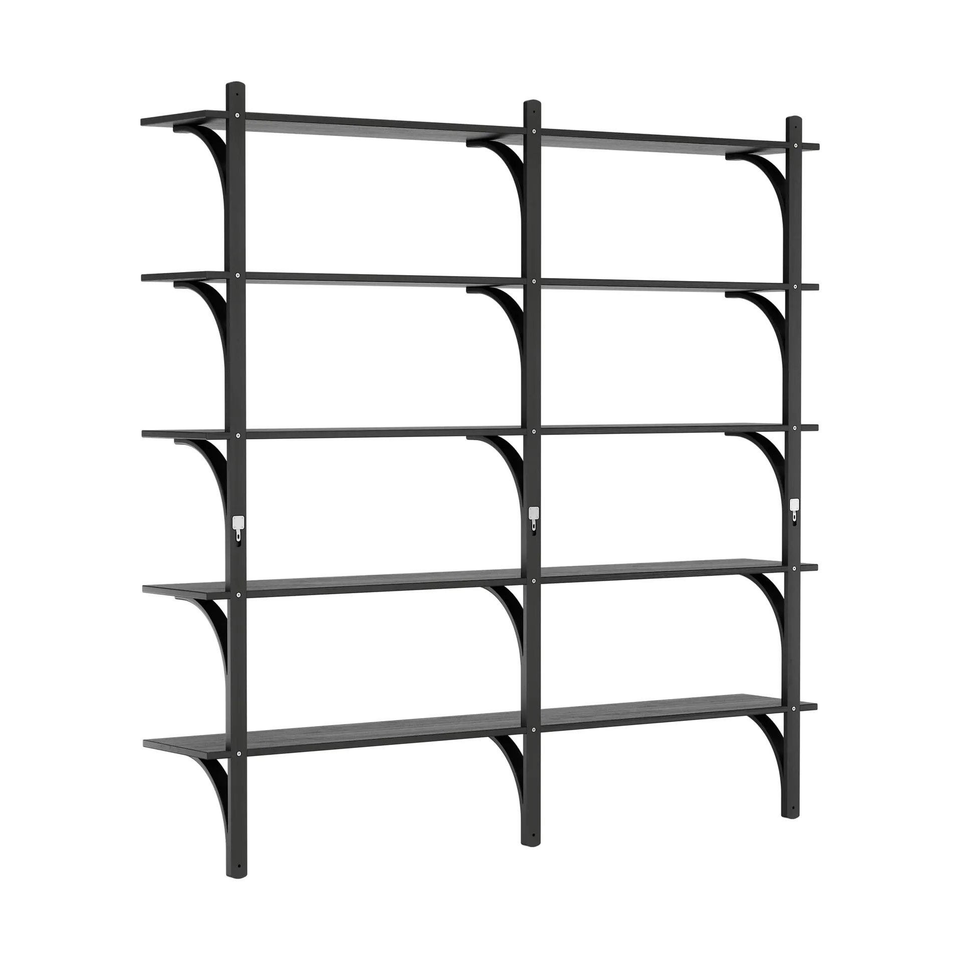 Levi hylla 5 hyllplan, Svartlaserad ask-aluminium, 180 cm Swedese