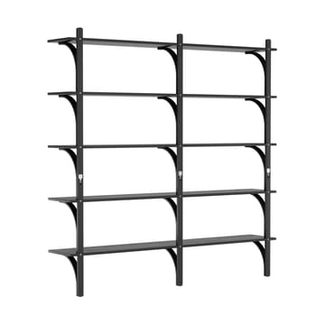 Levi hylla 5 hyllplan - Svartlaserad ask-aluminium, 180 cm - Swedese