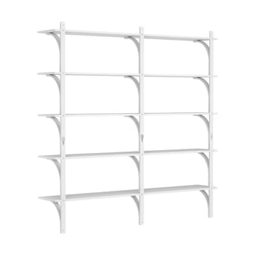 Levi hylla 5 hyllplan - Vitlaserad ask-aluminium, 180 cm - Swedese