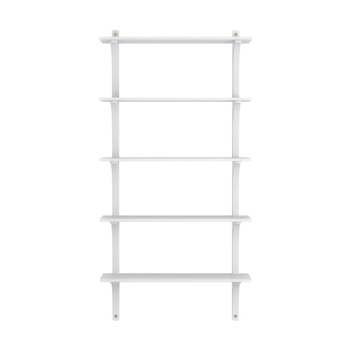 Levi hylla 5 hyllplan, Vitlaserad ask-mässing, 90 cm Swedese