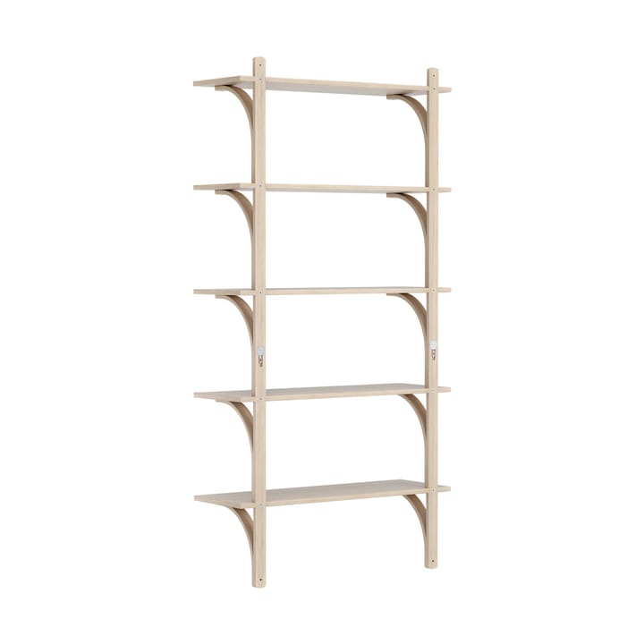Levi hylla 5 hyllplan, Vitpigmenterad ek-mässing, 90 cm Swedese