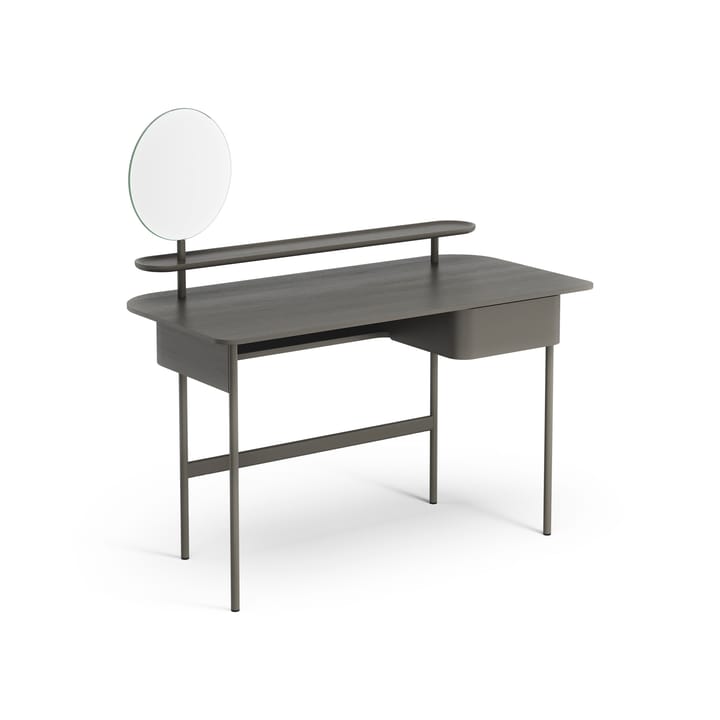 Luna skrivbord med låda, hylla och spegel - Ek orkangrå - Swedese
