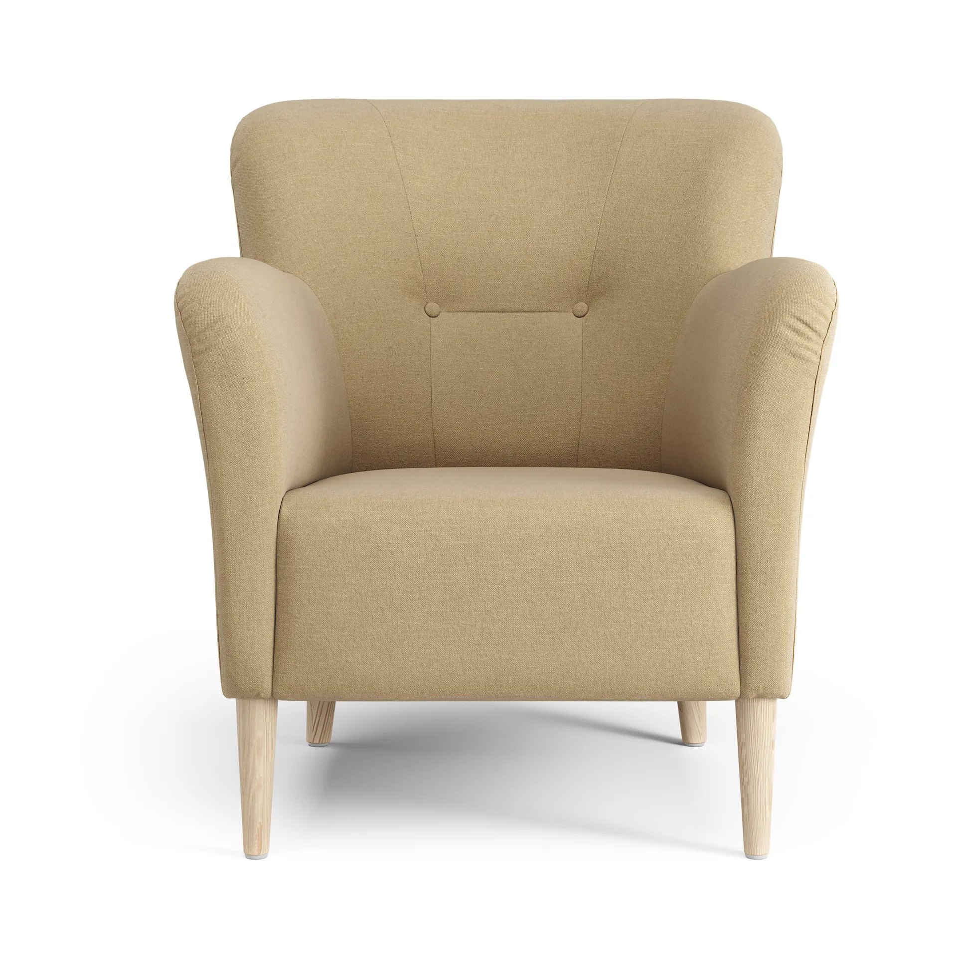 Nova fåtölj med knappar, Linara 08 Fudge-ask naturlack Swedese
