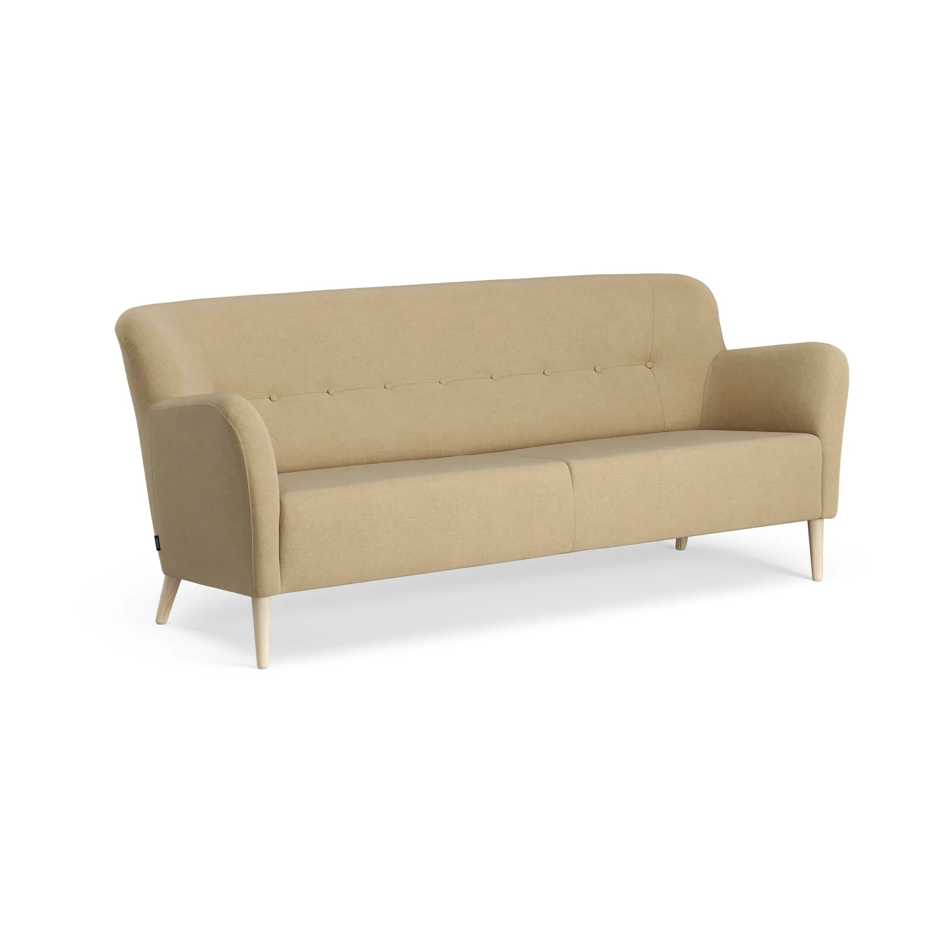Nova soffa 3-sits med knappar 200 cm, Linara 08 Fudge-ask naturlack Swedese