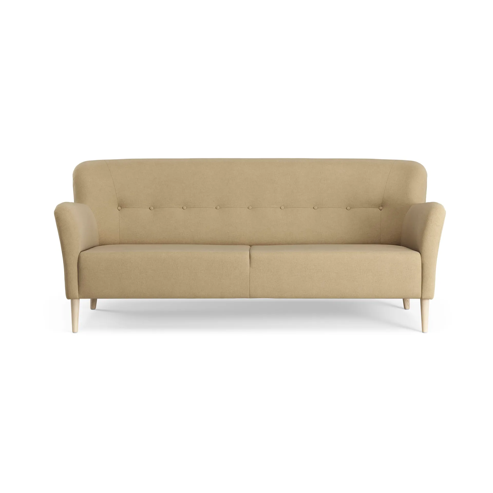 Nova soffa 3-sits med knappar 200 cm, Linara 08 Fudge-ask naturlack Swedese