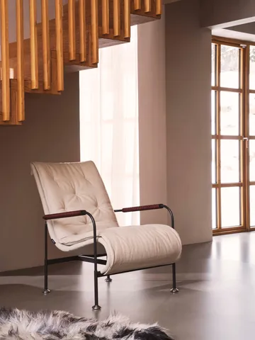 Serpentine fåtölj - Läder Elmo Soft Ljusbrun-krom-tärnsjö Cognac - Swedese