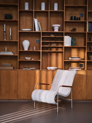 Serpentine fåtölj - Läder Elmo Soft Ljusbrun-krom-tärnsjö Cognac - Swedese