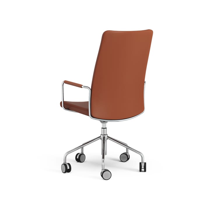 Stella hög kontorsstol höj/sänkbar utan svikt - Läder elmosoft 33001 brun-krom - Swedese