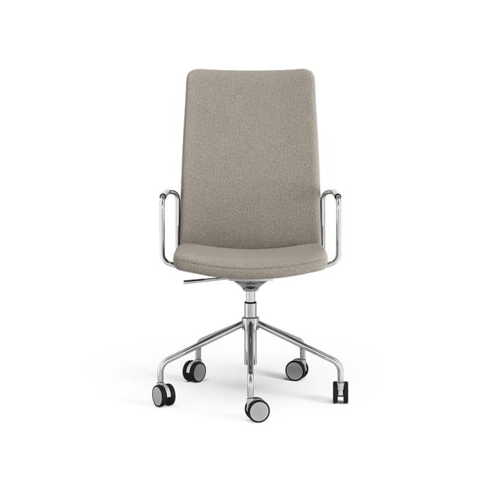 Stella hög kontorsstol höj/sänkbar utan svikt - Tyg camira main line flax 02 grå/beige-krom - Swedese