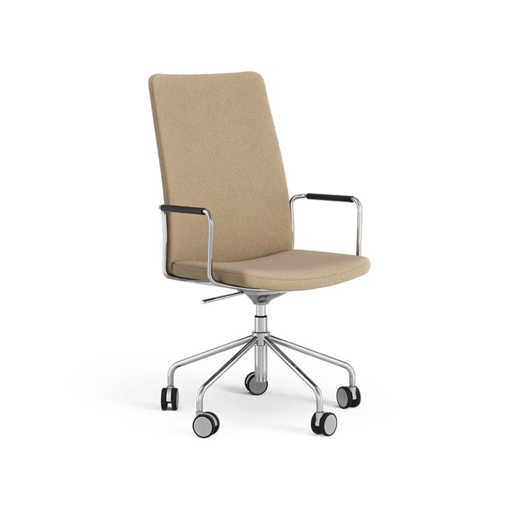 Stella hög kontorsstol höj/sänkbar utan svikt - Tyg camira main line flax 12 beige-krom - Swedese