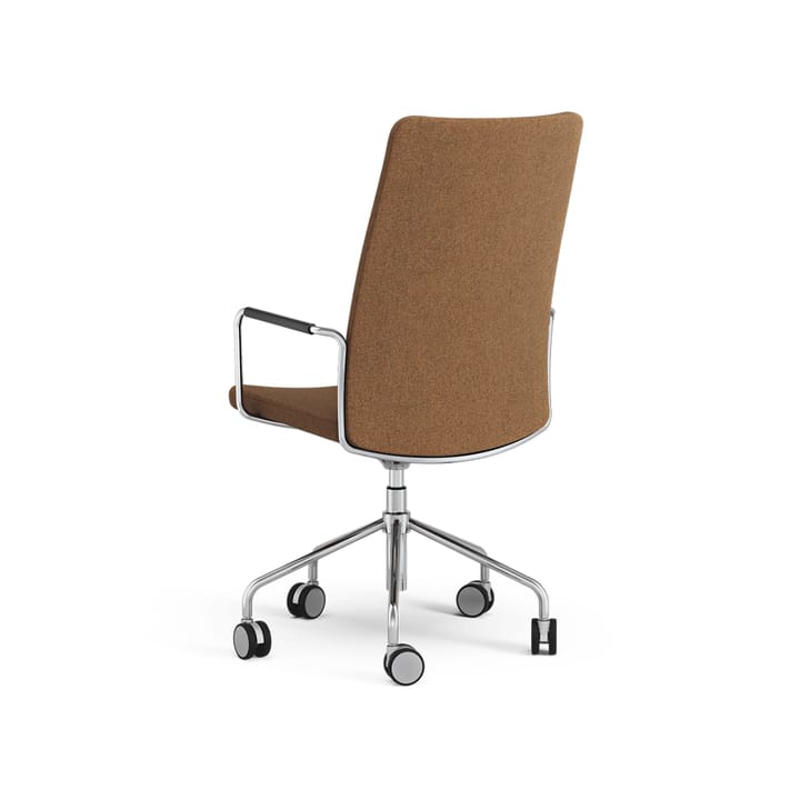 Stella hög kontorsstol höj/sänkbar utan svikt, Tyg camira main line flax 15 brun-krom Swedese