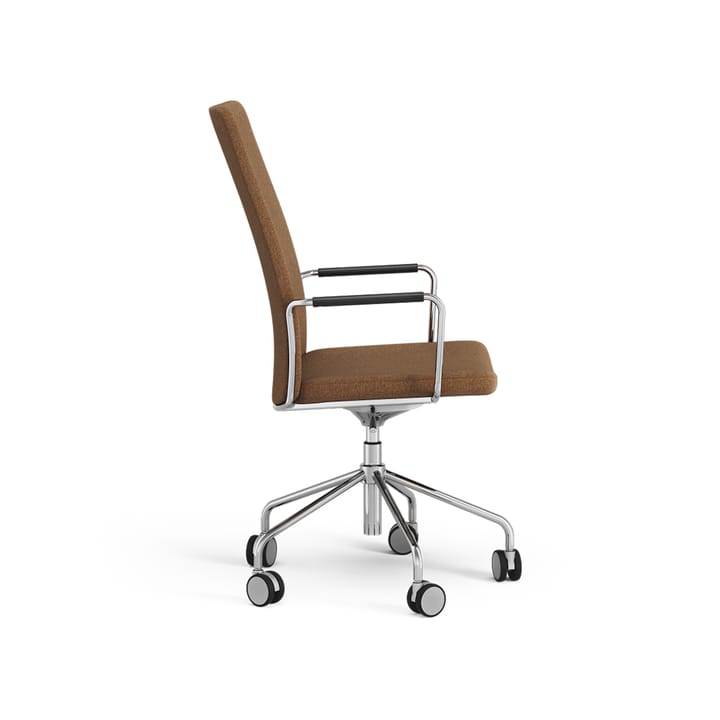 Stella hög kontorsstol höj/sänkbar utan svikt, Tyg camira main line flax 15 brun-krom Swedese