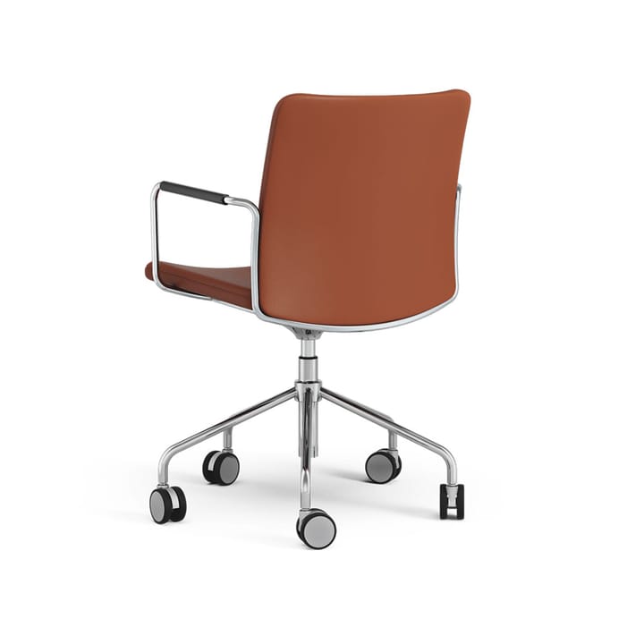 Stella kontorsstol höj/sänkbar - Läder elmosoft 33004 brun-krom, ej svikt  - Swedese