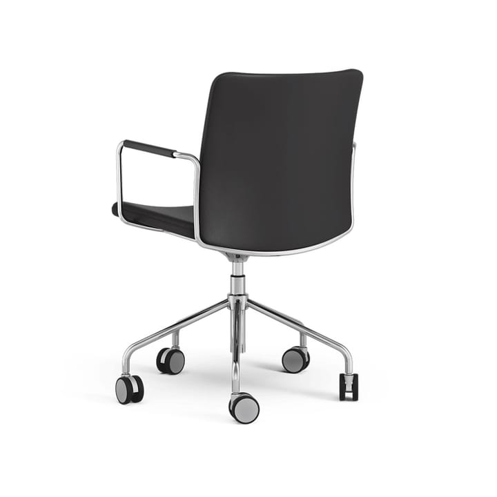 Stella kontorsstol höj/sänkbar med svikt - läder elmosoft 99999 svart-krom - Swedese