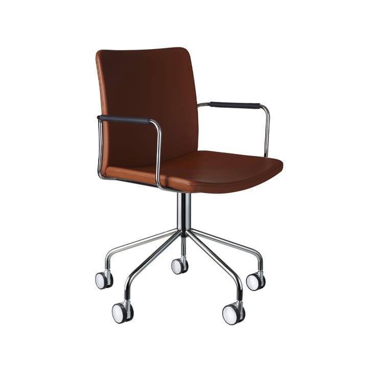 Stella kontorsstol med armstöd, Elmosoft 33004 brun-krom Swedese