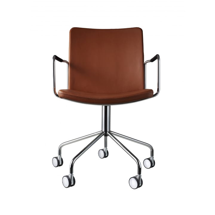 Stella kontorsstol med armstöd, Elmosoft 33004 brun-krom Swedese