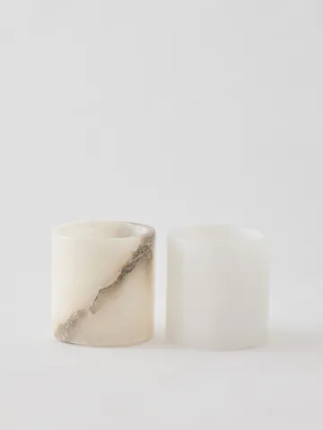 Alabaster ljuslykta - Vit-beige, M 14 cm - Tell Me More