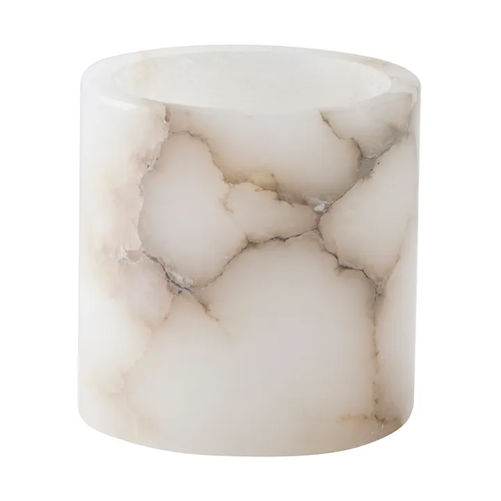 Alabaster ljuslykta - Vit-beige, S 10 cm - Tell Me More