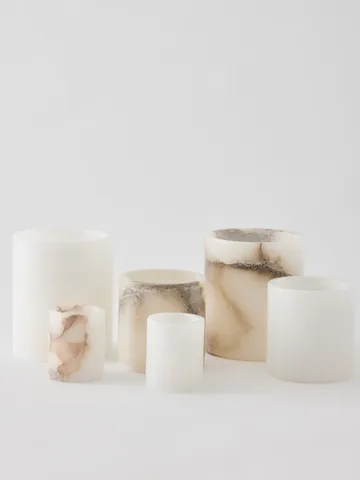 Alabaster ljuslykta - Vit-beige, S 10 cm - Tell Me More