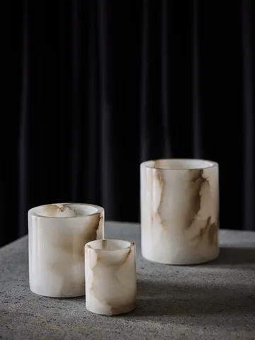Alabaster ljuslykta - Vit-beige, S 10 cm - Tell Me More