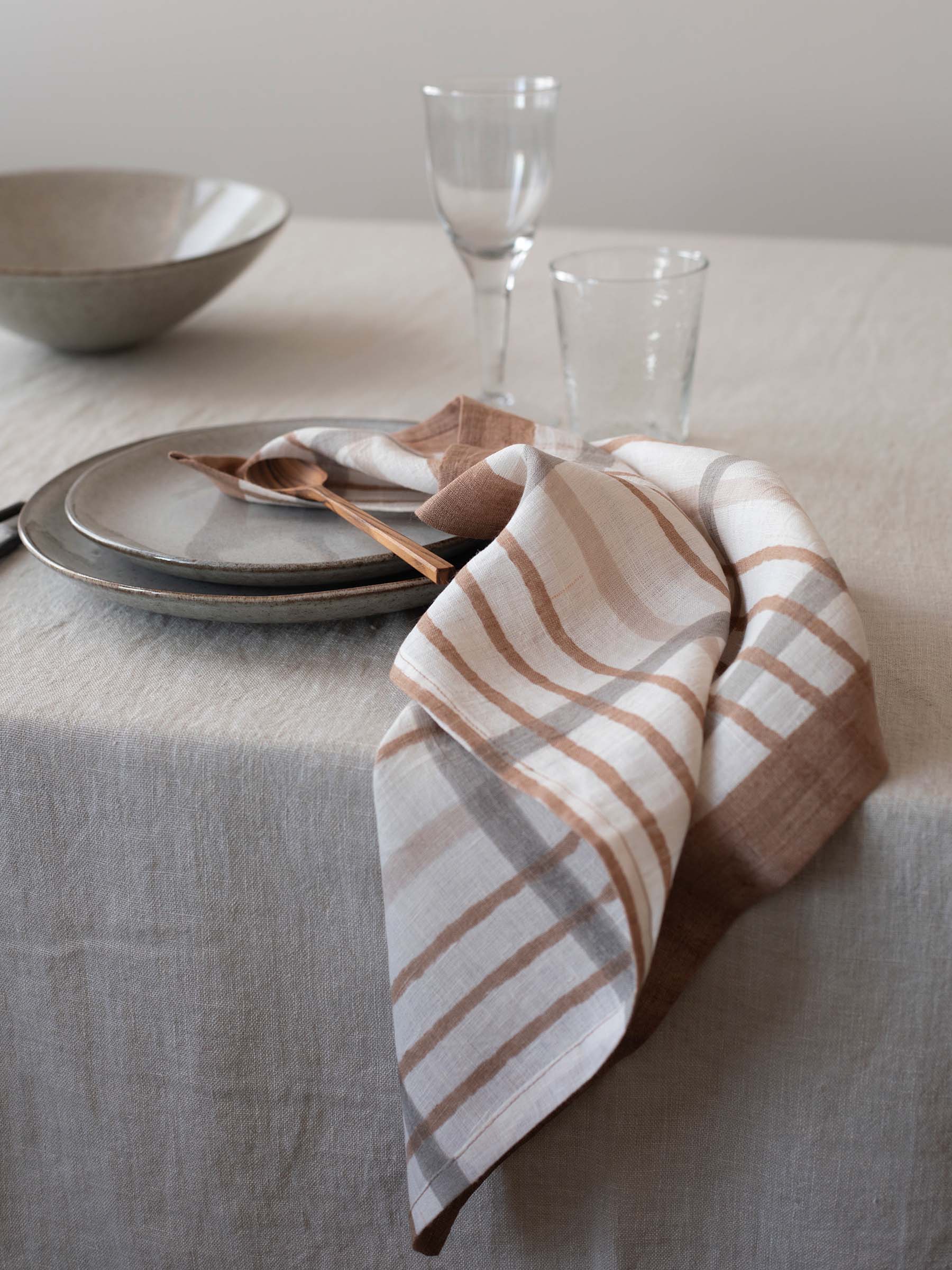 Ella servett 50x50 cm, Hazelnut checkered Tell Me More